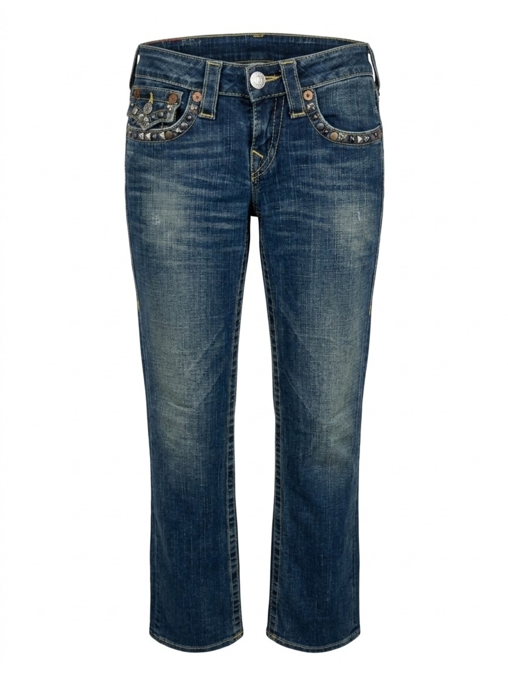 True Religion Billy Studded Straight Leg Jeans Size 28 Y2K Vintage Made In USA